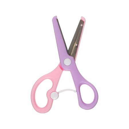 Plastic scissors 13 cm, latch, with metal blades and rounded ends, safe, mix-5