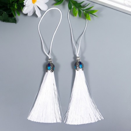 Decor for creativity textiles "Padishah brush" White set 2 pcs 9x1 cm