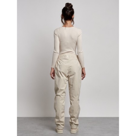 Warmed female trousers, size 48, beige color-11