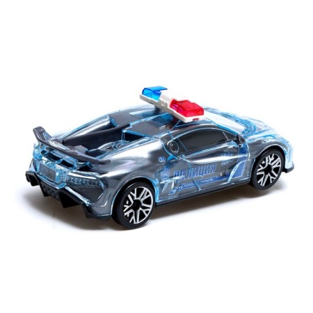 Carzy Race, Police, Russian voice acting, light, works from batteries, gray color.-2