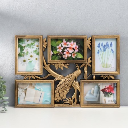 Photo frame Plastic in 5 photos 10x15 cm "Pavlee on a tree" Dark gold 32x46 cm