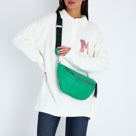 Bag Cross-Bodi with a zipper, green color-5