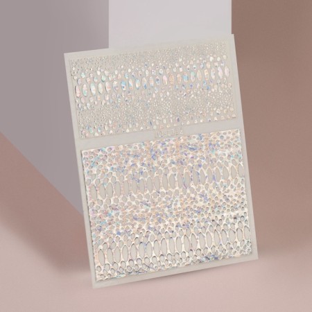 Nail stickers "Alligator", foil, silver color/holography-1