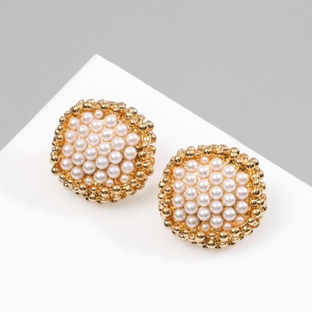 Earrings with pearls "atmosphere" beads, white color in gold-1
