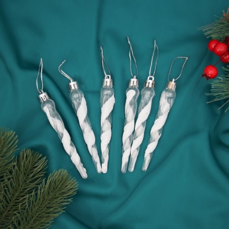 Jewelry "Cosmin icicle" (set 6 pcs) 11.5x1 cm, transparent white