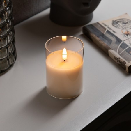 LED candle white, 7.5 × 10 × 7.5 cm, wax, plastic, batteries AAAX3 (not in the kit), glow warm white