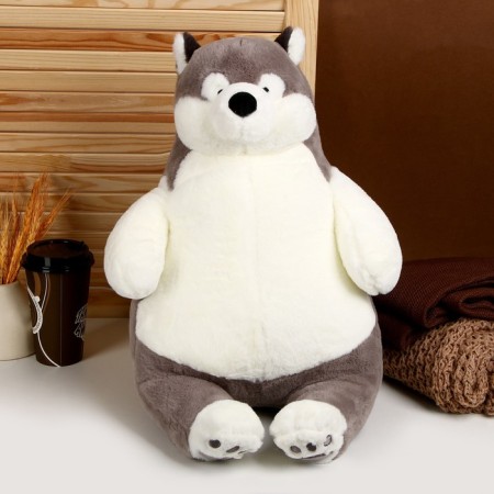 Soft toy "Husky", 50 cm, gray-white color
