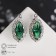 Earrings with rhinestones "Edel" Ellipse openwork, emerald color in silver
