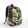 School backpack from textiles on lightning, 3 pockets, yellow color