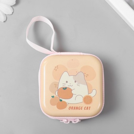 Casket Metal on the zipper "Orange cat" 7x7x3.3 cm-1