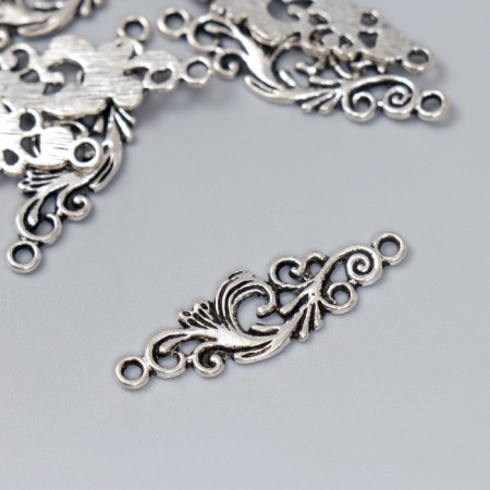 Connector Metal for creativity 2 ears "branch" silver (A17768) 3.5x1.1 cm