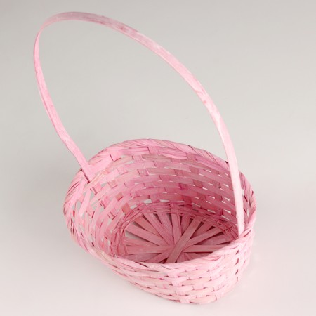 Wicker basket, 21x15x10xh38cm, pink, bamboo-2