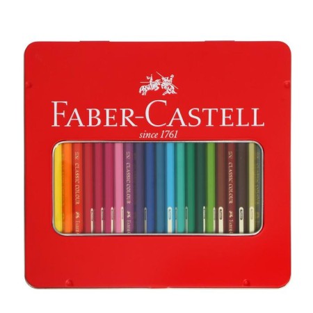 Pencils 24 colors Faber-Castell "Castle", hexagonal case, sharpened, in a metal box-2