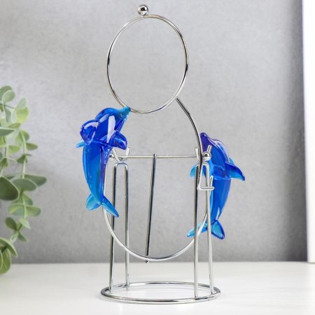 Dolphins pendulum opposite each other with a ring of 16 x 9.5 x 18 cm-1