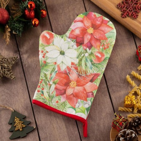 Christmas Red Flowers 20x28cm, Sarzha, 100% Cotton, Vatin 250g/M2
