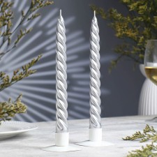 A set of candles of twisted, 2.3x 24.5 cm, 5 hours, 50 g, 2 pieces, silver
