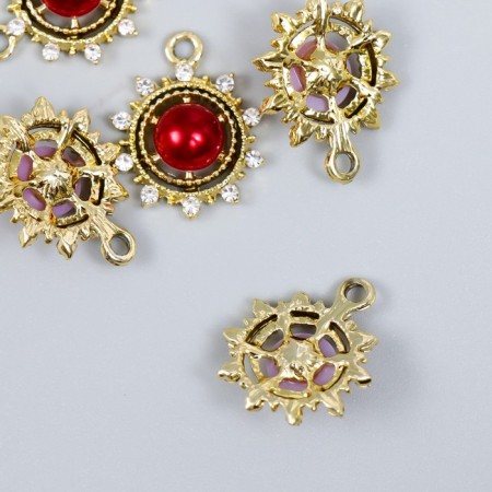 Decor for creativity metal, rhinestones "helm with ruby" gold 2x1.7 cm-1
