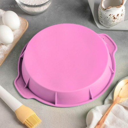 Baking uniform “Circle with handles”, silicone, 26 × 29 × 4.5 cm, internal size d = 24 cm, color mix-3