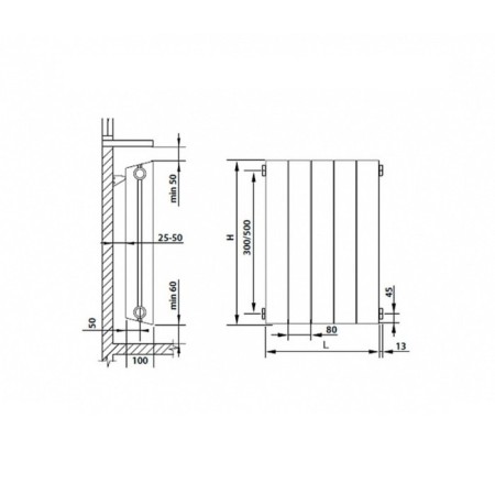 Bimetallic radiator Royal Thermo Pianoforte New/Bianco Traffico, 500 x 100 mm, 8 sections-3