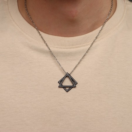 Unisex “Geometry” pendant, black color, 62 cm-1