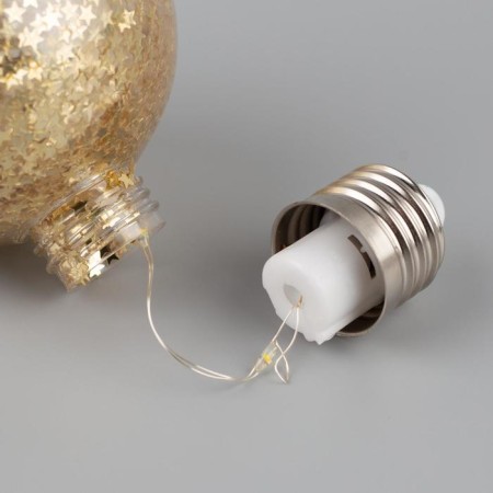 A set of Christmas tree balls “Golden stars” 3 pcs., Battery, 5 LED, glow warm white-4