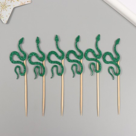 Decor for creativity "Green Snake" 12.5 cm (set 6 pcs)-1
