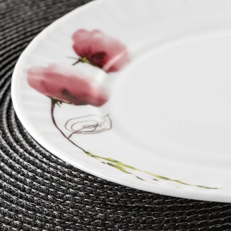 The plate of the lunch share "Tender poppies", d = 25 cm, glass ceramic, white color-1