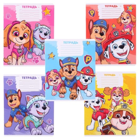 Notebook in a large cage 12 sheets, 5 types of mix, cover coated cardboard, puppy patrol-12