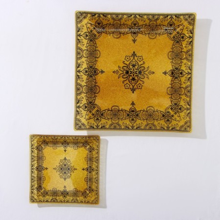 Table set, 7 items: 30 × 30 cm - 1 pc, 18 × 18 cm - 6 pcs, gold color with black-1