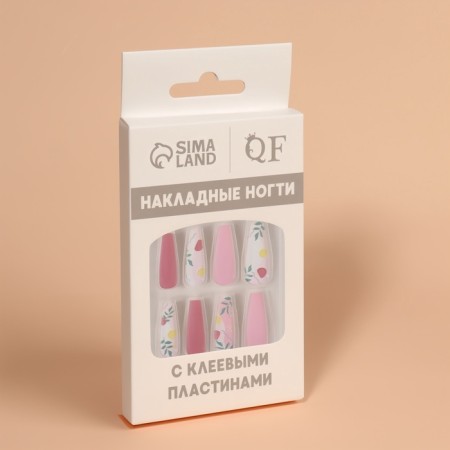 Follow nails "Tender abstraction", 12 pcs, with adhesive plates, ballerina form, multi -colored-4