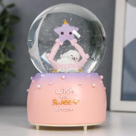 Souvenir polystone water ball light, music "Sleeping bunny" d = 8 cm mix 12.5x8x8 cm-2
