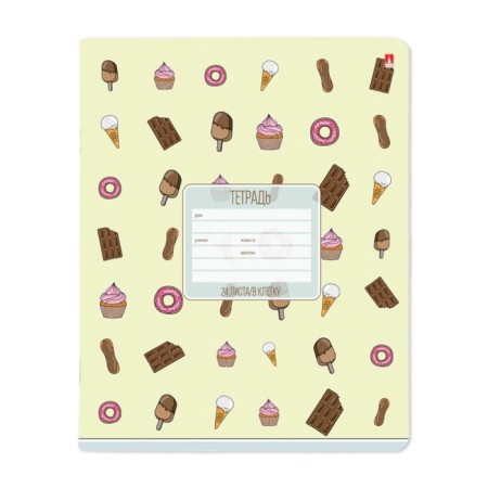 Notebook 24 sheets in a cage "Sweets", cover covered paper, mix-4