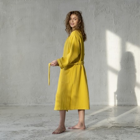Shifu robe, size l, mustard color-4