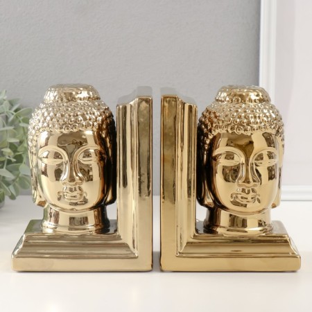 Book holders ceramics "Buddha's head" set 2 pcs gold 14.5x10x18.5 cm