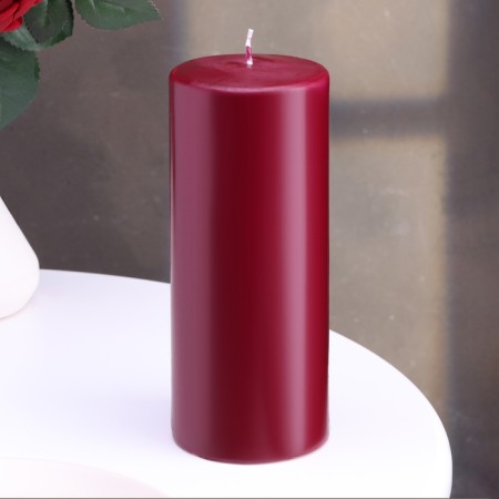 Candle - cylinder, 8x20 cm, 90 hours, 795 g, burgundy-1
