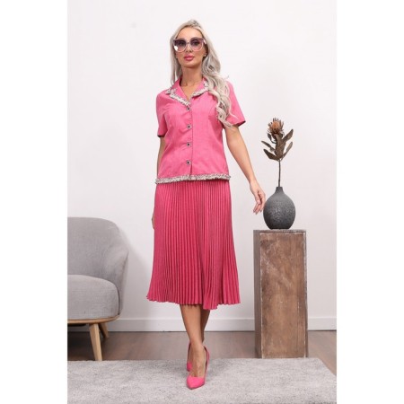 Female suit, size 44, raspberry color-2