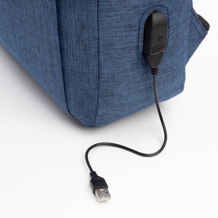 Men's backpack on a zipper, 2 outer pockets, with USB, blue color-6