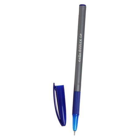 Ballic handle Cello Office Grip, node 0.7 mm, rubber emphasis, blue ink, Gray body.-2