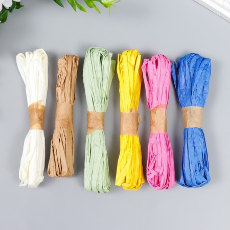 Yarn 100% cellulose "Rafia" set 12 pcs, 10 meters mix 22x14 cm