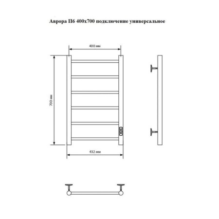 The electric heated tower "Sanprise" Aurora P6, 400x700 mm, universal, black-5