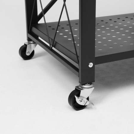 Folder drive on wheels, 3 shelves, 71 × 34 × 88cm, black matte color-4
