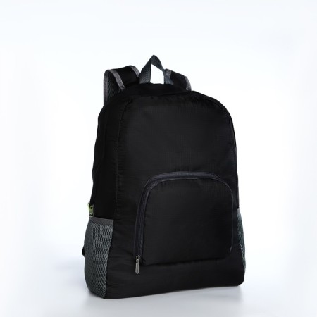 Folding backpack, lightning department, external pocket, 2 side pockets, black color-2