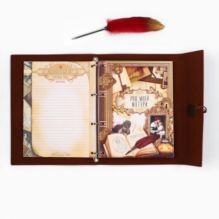 The genealogy book "Our family", with a pen, 65 sheets, Bordeaux, 35 x 25 cm-15