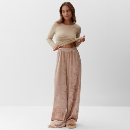Home Home (longshit and trousers) KAFTAN "velvet", 52-54, roses/beige-1