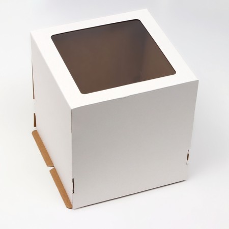 Box for a cake with a window, white, 26.5 x 26.5 x 29 cm-1