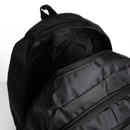 Male backpack on a zipper, 4 outer pockets, black/blue color-5