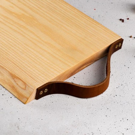 Groot board "rectangular", leather handle, array of ash, 32x24 cm-2