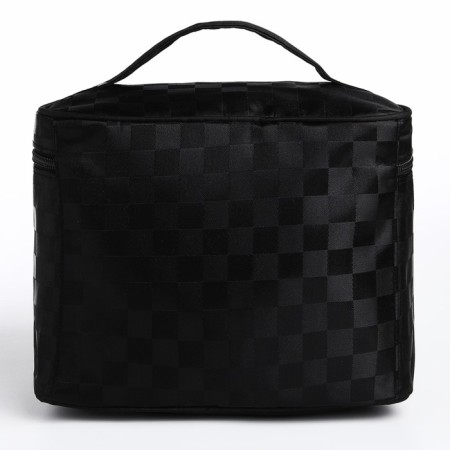 Cosmetic bag with a zipper, with a mirror, black color-1