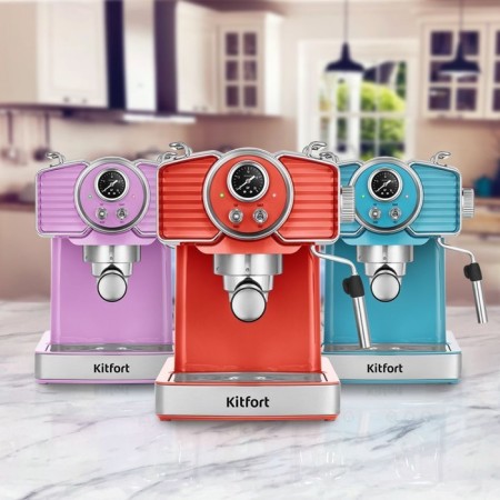 Coffee machine KitFort KT-7125-1, 1230-1465 W, 19 bar, 1.8 l, lane length 1 m, red-7