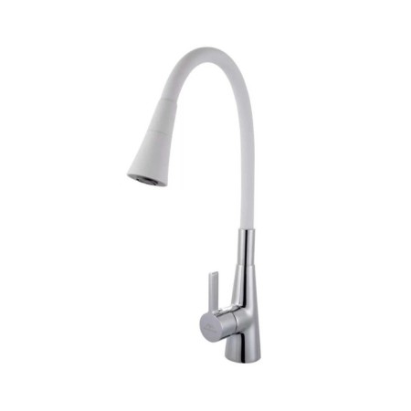 Fashun A4153+B13 kitchen mixer, single -leaf, flexible spout, brass, white